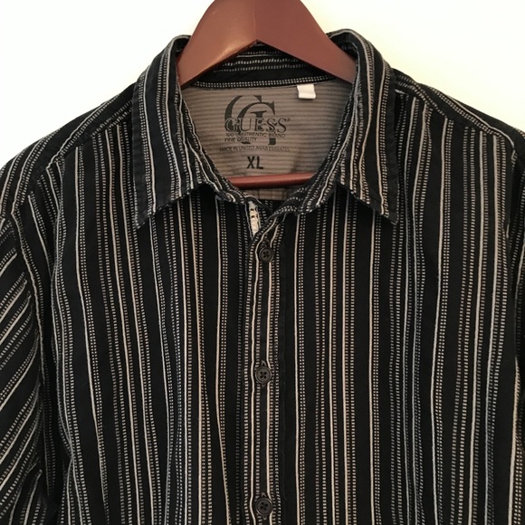 Guess Men's Dress Shirt XL Black Button Authentic - Picture 5 of 8